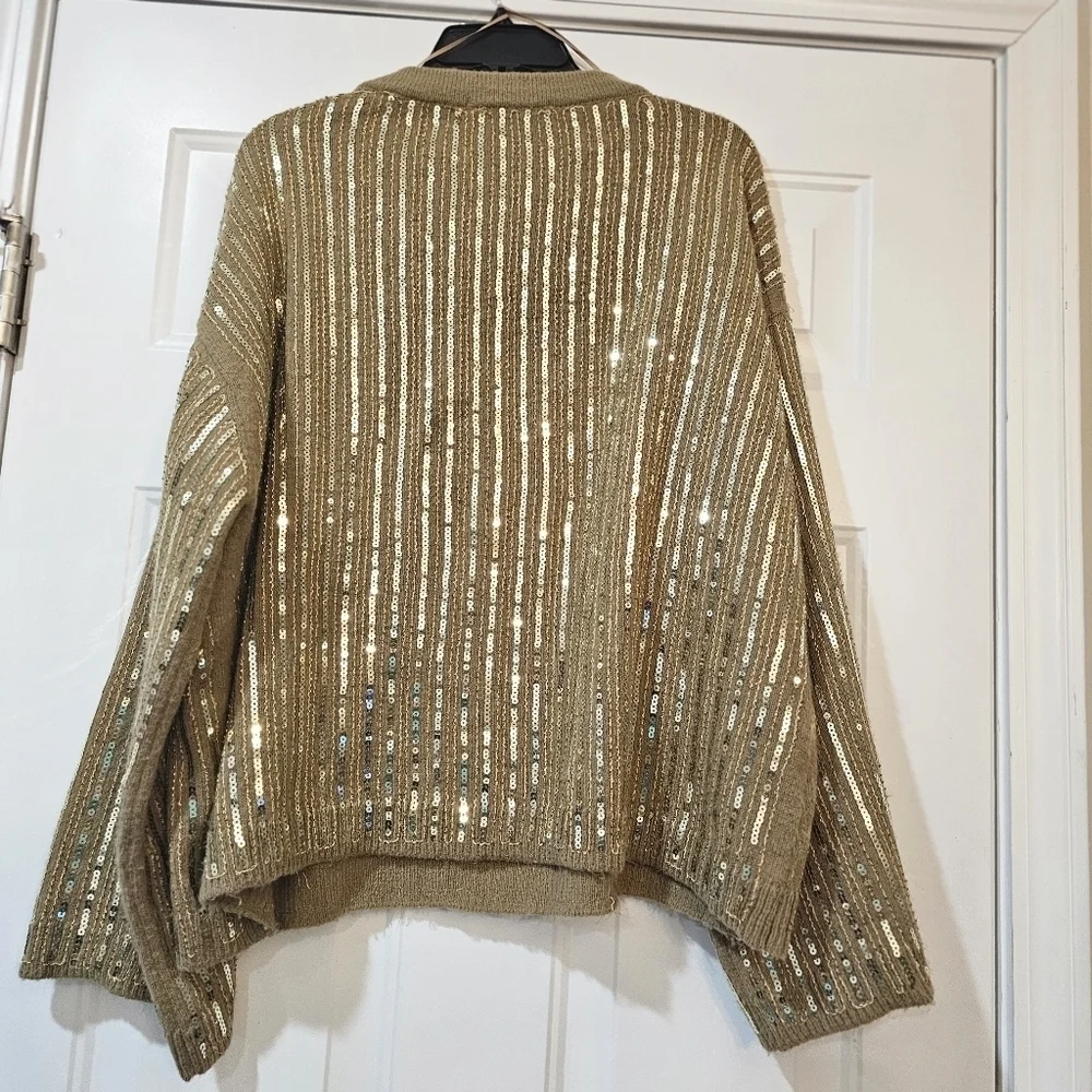 Zara Limited Edition Sequin Sweater size medium 70's Disco T. Swift Style Like - Picture 7 of 13